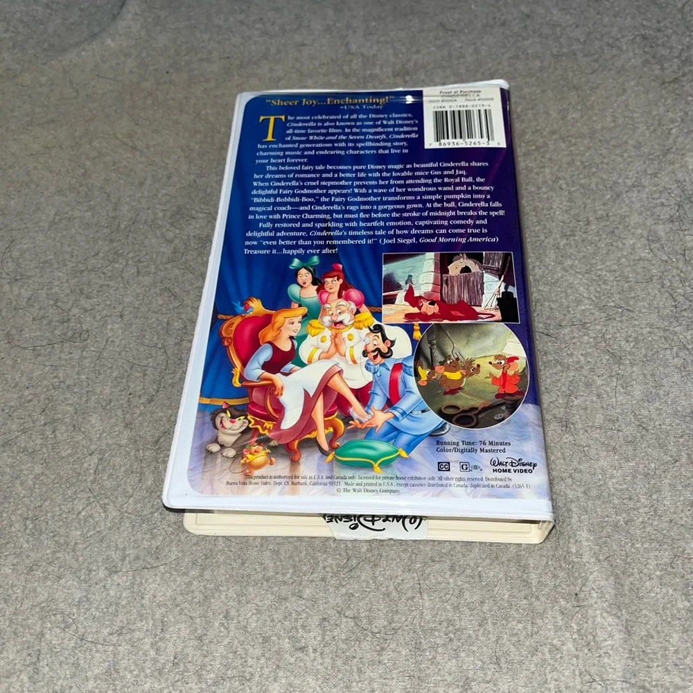 Disney’s Masterpiece Collection Cinderella VHS Movie 5265